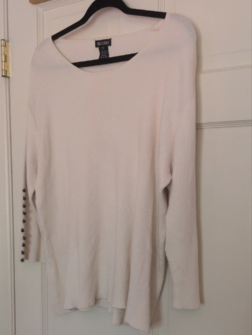 Multiples Cream Ribbed Knit Top - Picture 3 of 4